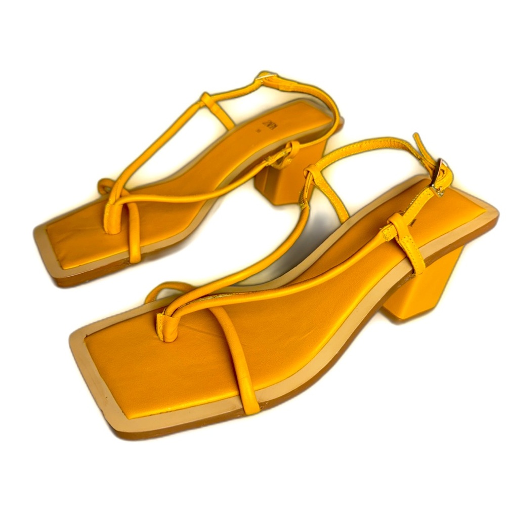 Zara Strappy Square Toe Leather Sandals